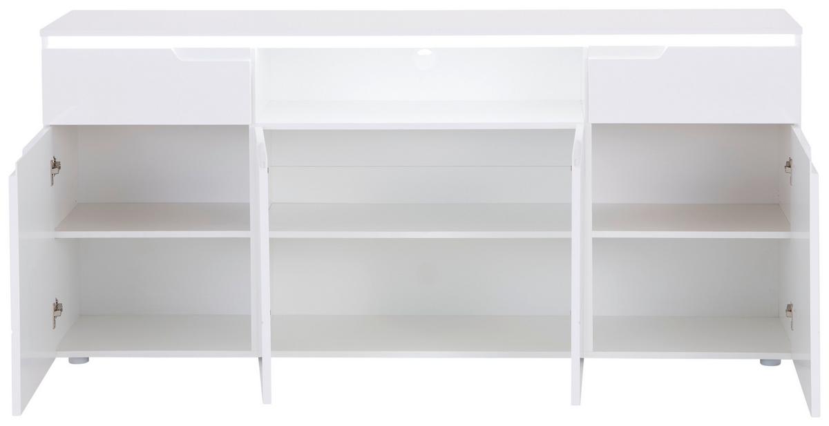 Kommode 180 cm Hilton, Weiß Hilton - Weiß Hochglanz/Weiß, MODERN, Holzwerkstoff (180/83,6/40cm)