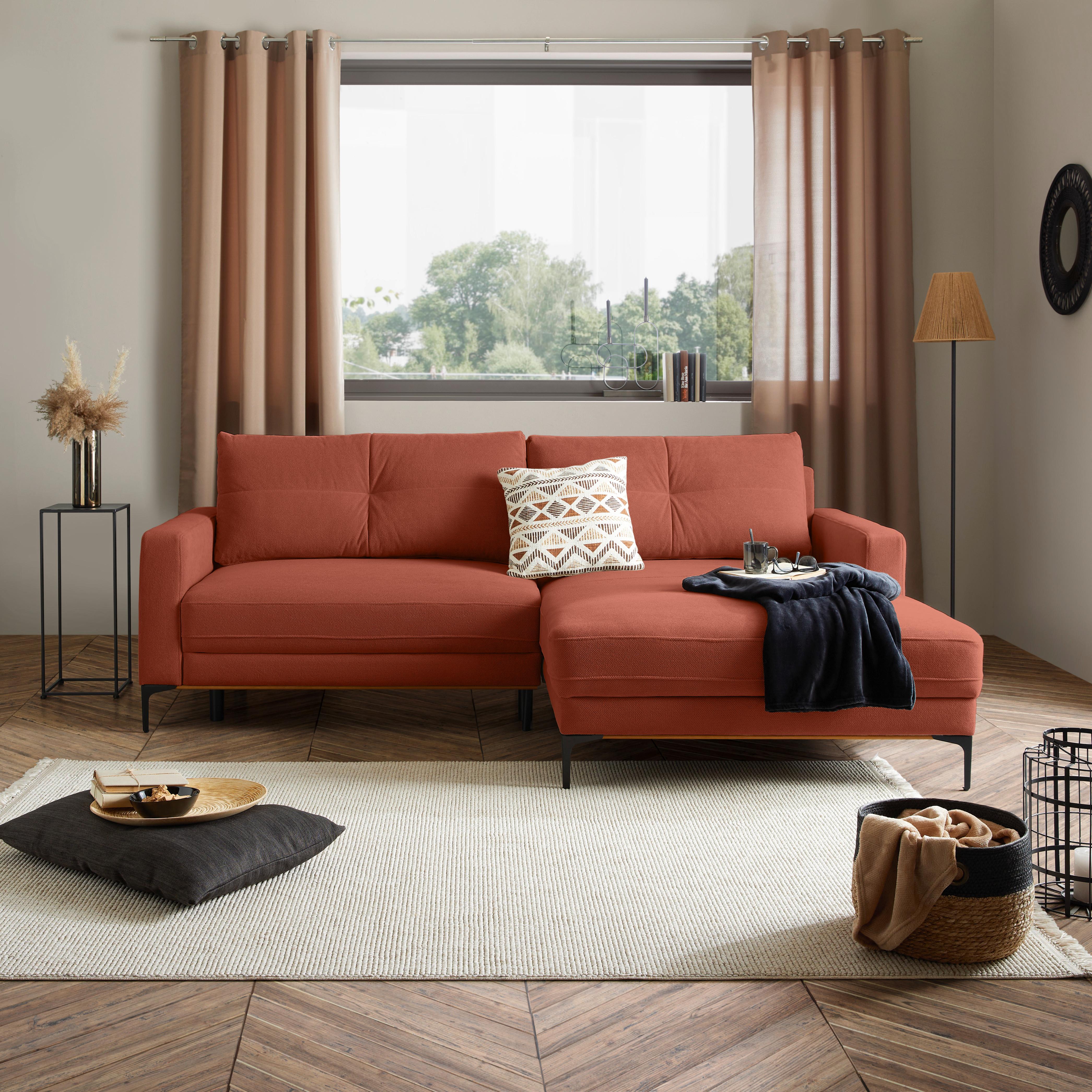 Rohová sedačka BERGAMO, pravá, rezavá - černá/rezavá, Moderní, kov/textil (238/162cm) - Ondega