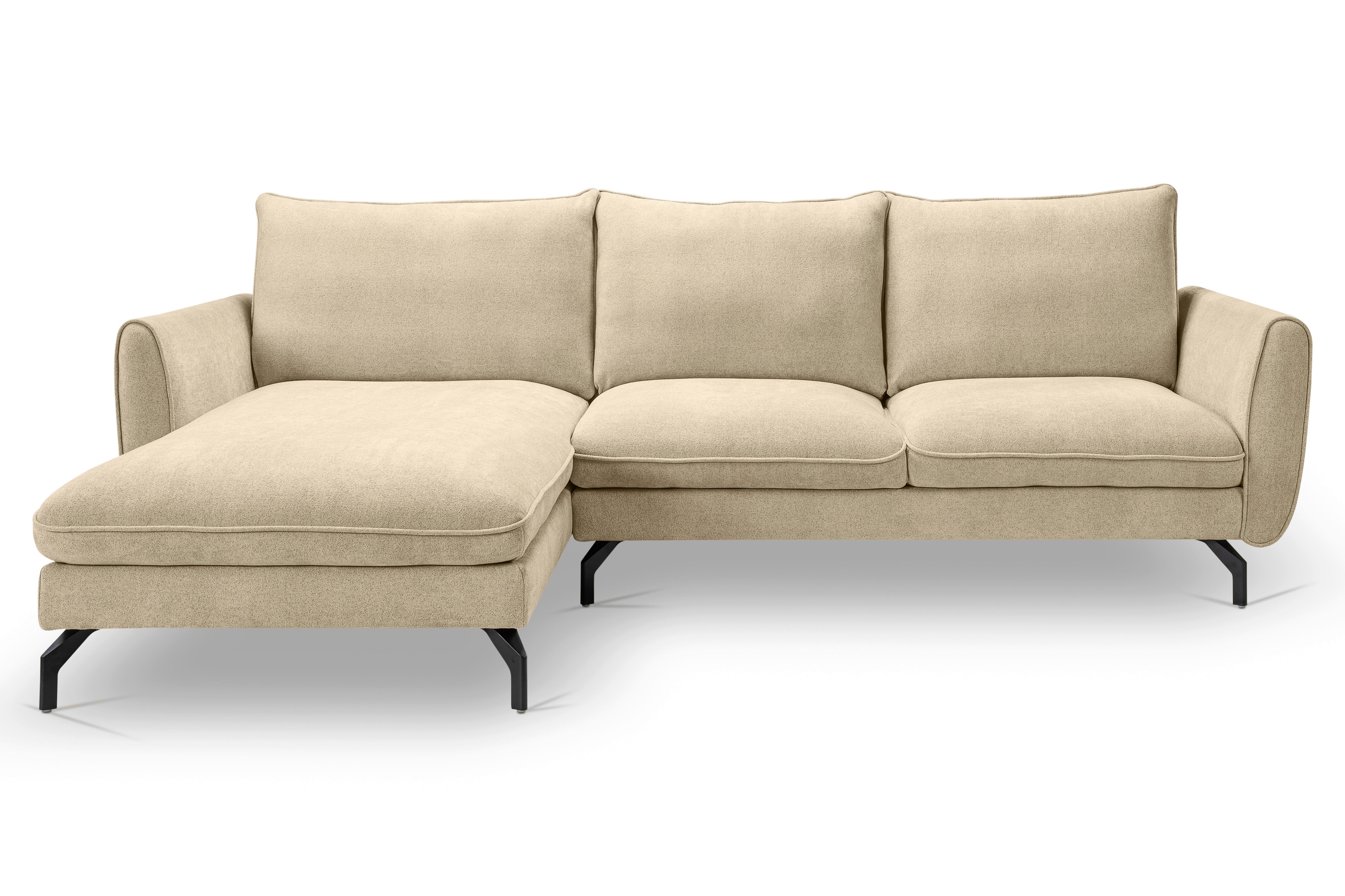 Ecksofa Toronto Beige S: 165x259cm - Beige/Schwarz, Basics, Holz/Textil (165/259cm) - MID.YOU