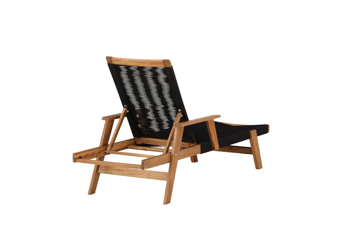 Sonnenliege Little John Akazienholz Verstellbar - Schwarz/Akaziefarben, KONVENTIONELL, Holz (73/35/200cm) - Gardenson