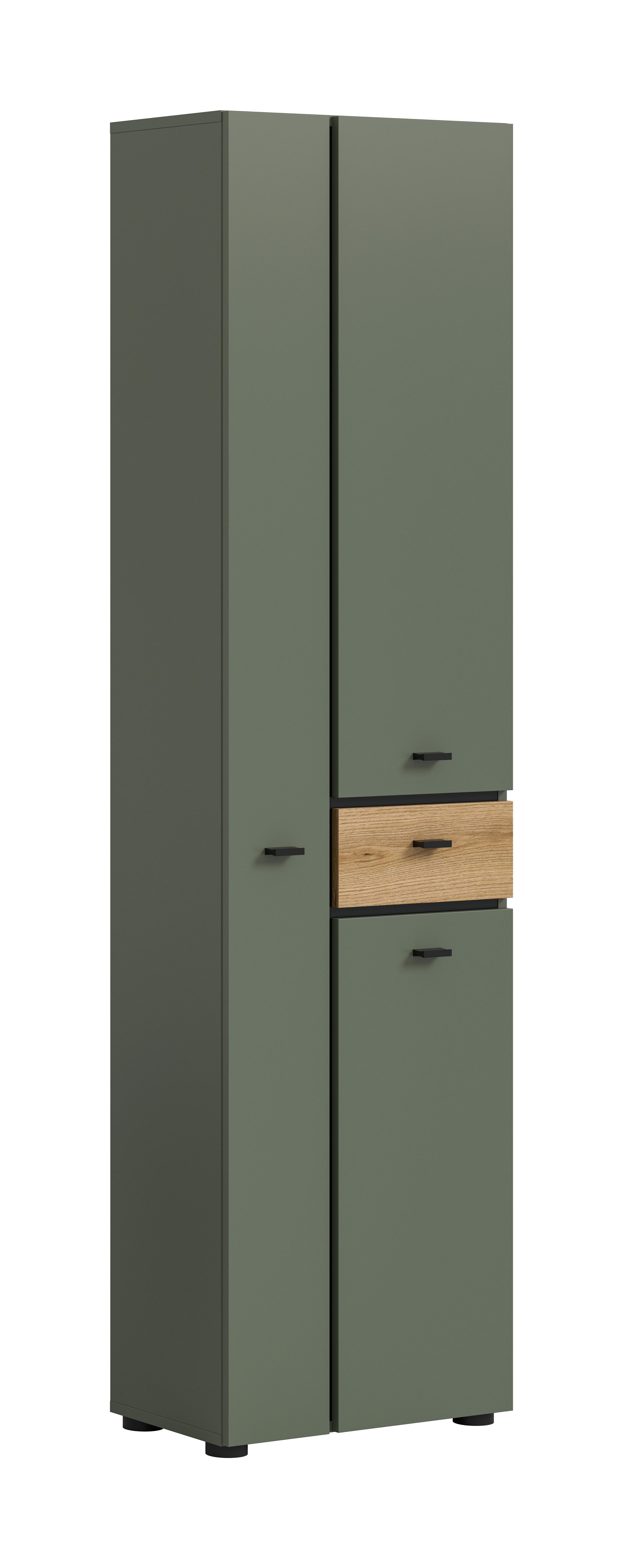 Hochschrank Aqua Grün/Eichefarben B: 51cm