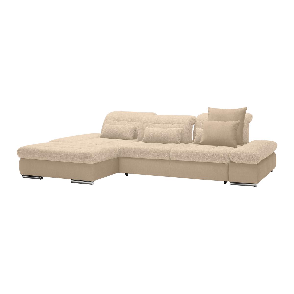Rohová sedačka SANFINO, levá, béžová - barvy chromu/béžová, Konvenční, kov/dřevo (199/79-96/305cm) - Premium Living