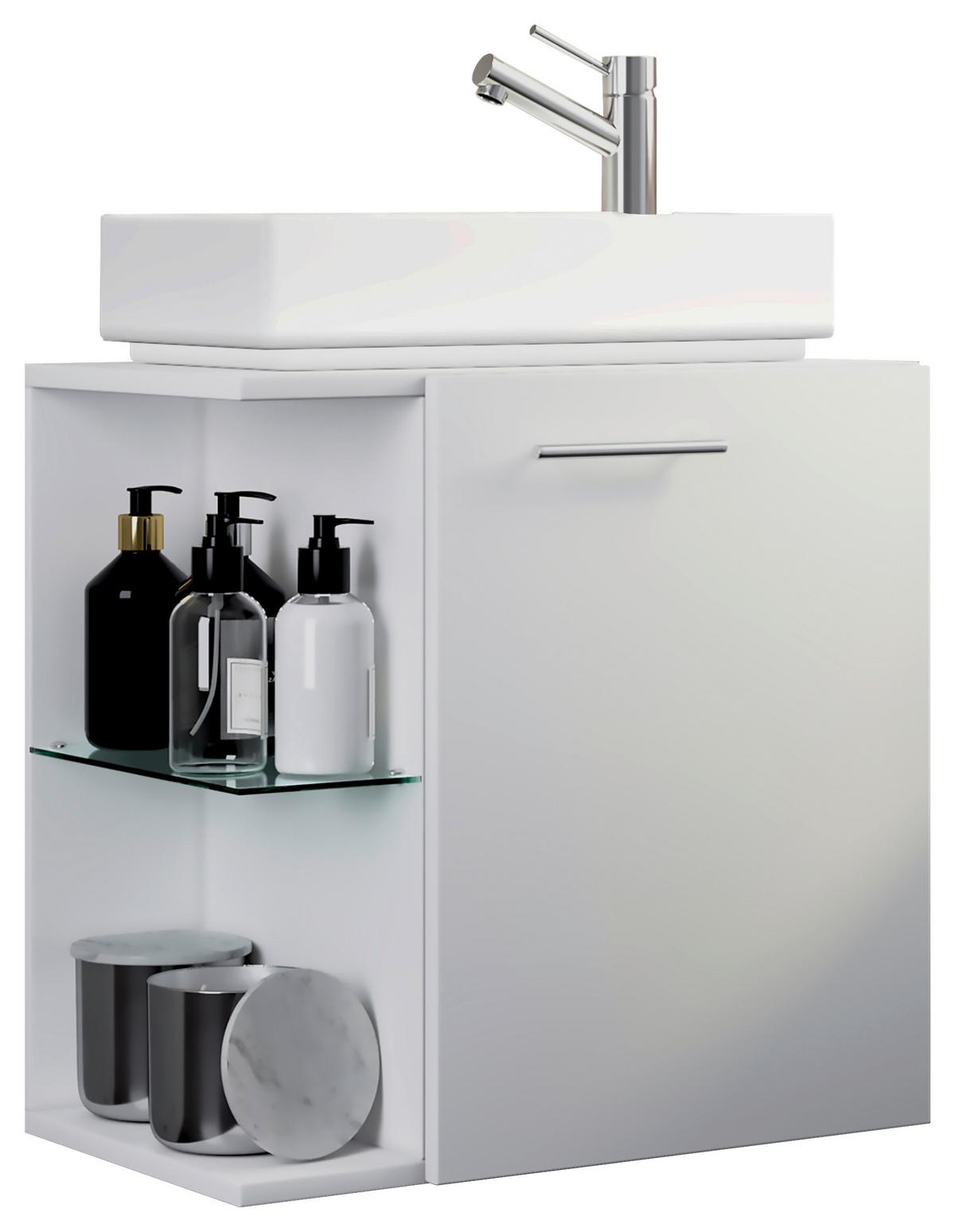 Waschtischkombi Hausa - Weiß, MODERN, Glas/Keramik (52cm) - MID.YOU