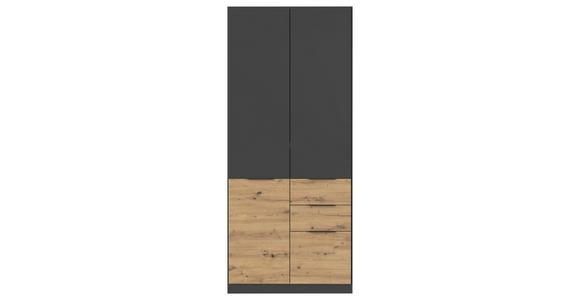 Drehtürenschrank Mit Schubladen 91cm Max-Extra - Eiche Artisan/Grau, KONVENTIONELL, Holzwerkstoff (91/210/54cm) - James Wood