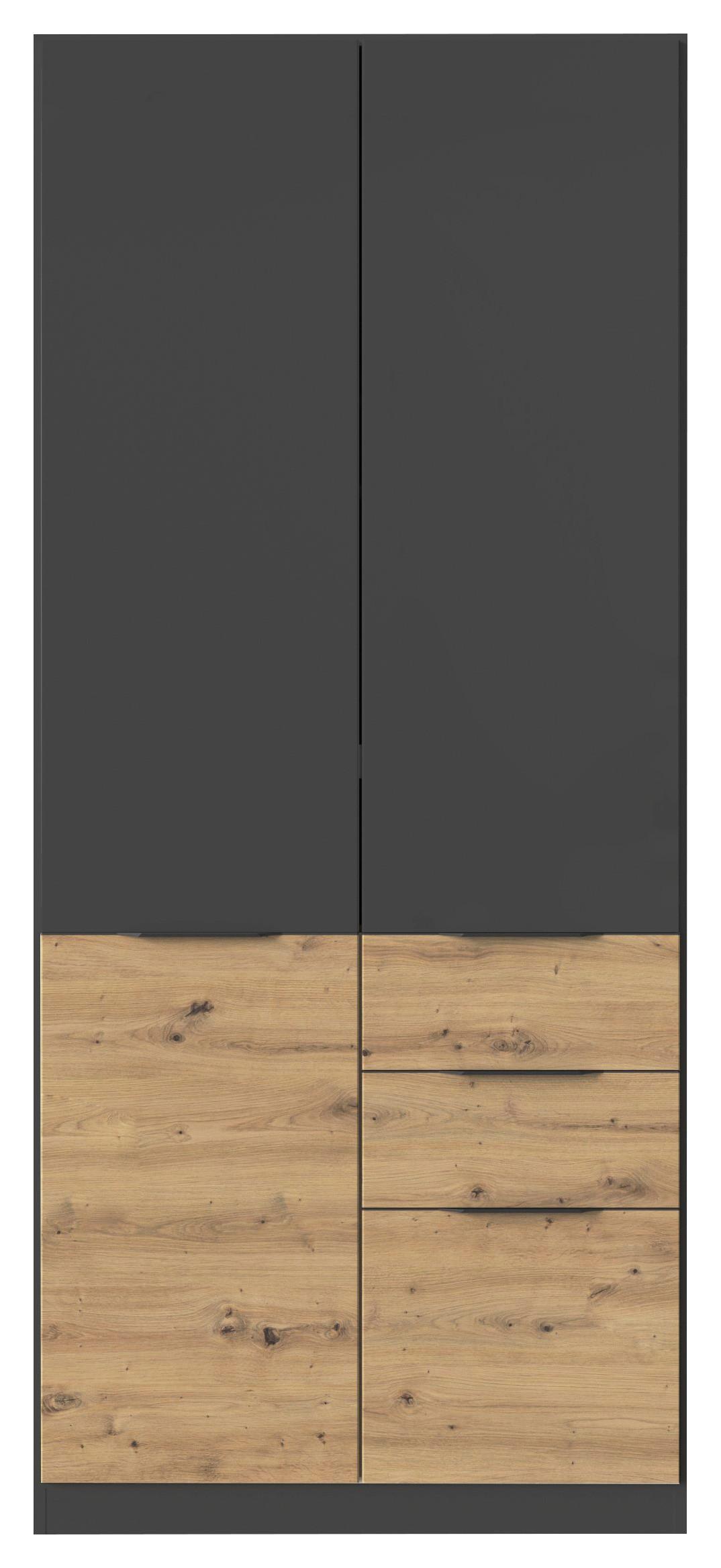 Drehtürenschrank Mit Schubladen  91cm Max-Extra - Eiche Artisan/Grau, KONVENTIONELL, Holzwerkstoff (91/210/54cm) - James Wood
