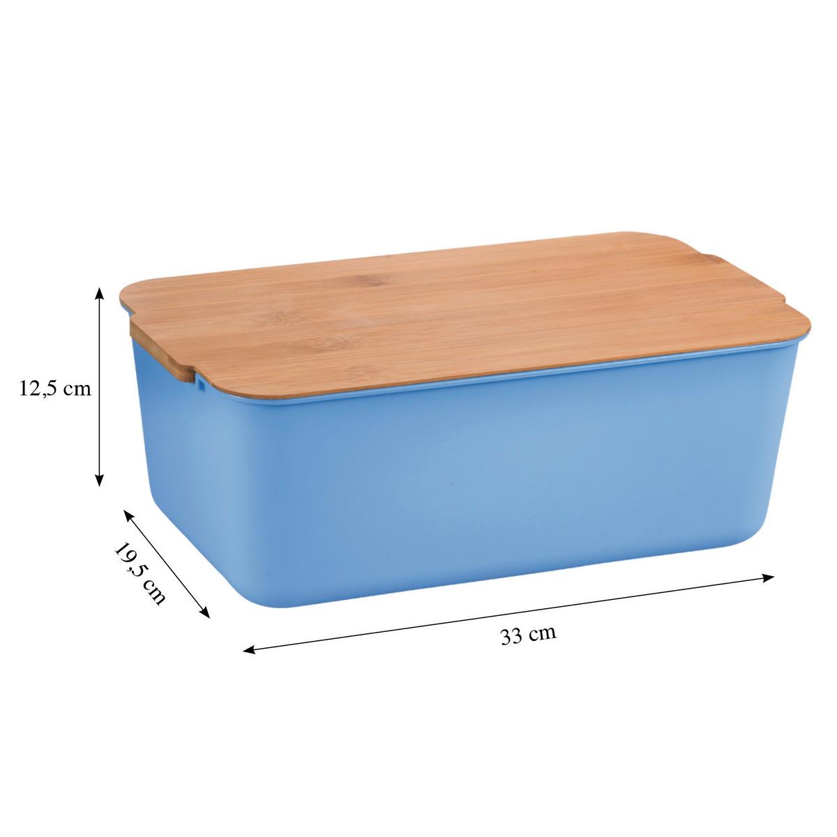 Brotbox Hellblau, Naturfarben L:30,5cm - Naturfarben/Hellblau, Basics, Naturmaterialien/Kunststoff (30.5/18.5/12cm) - Kesper