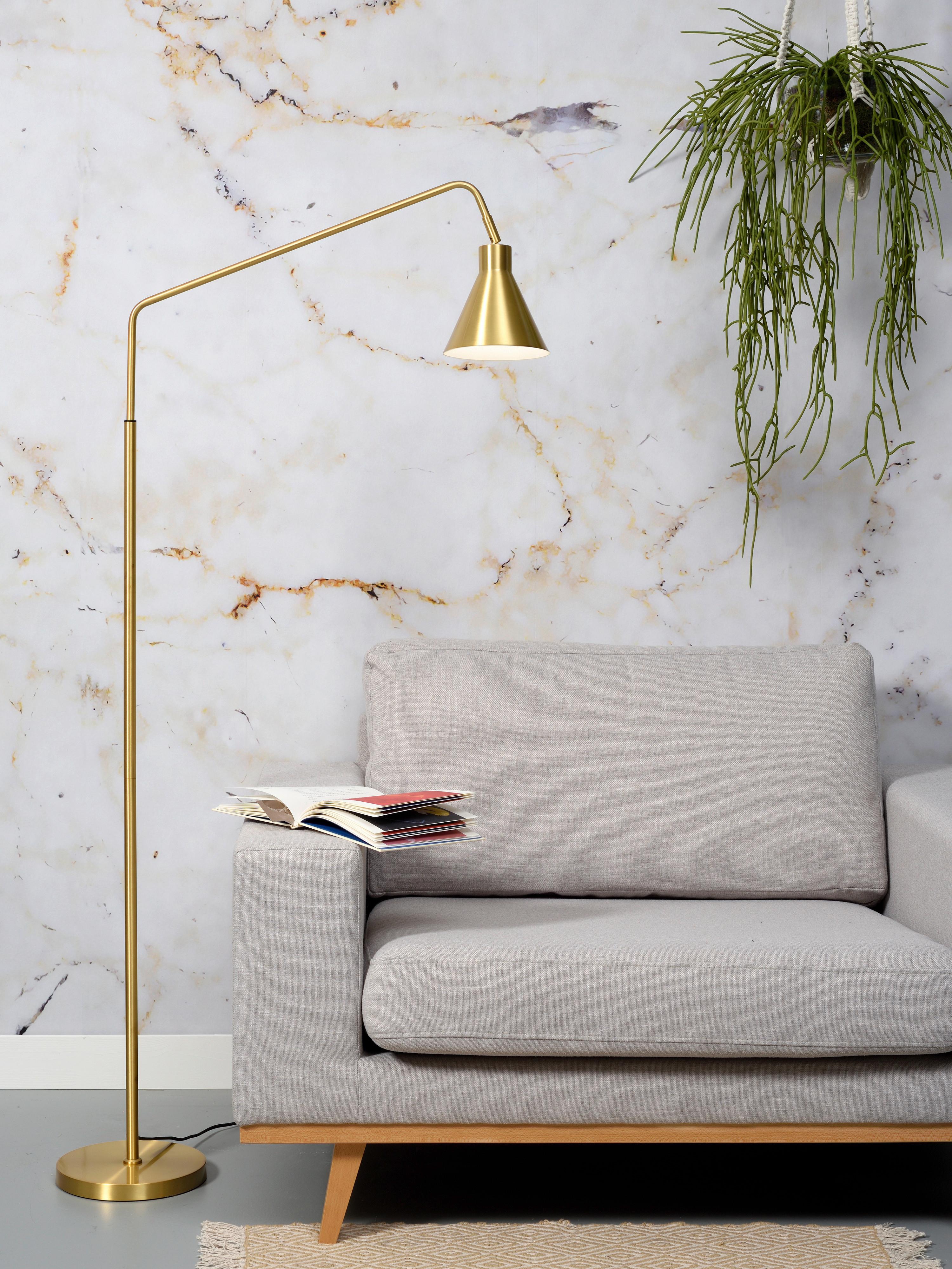 Stehlampe Lyon Goldfarben 1-Flammig drehbar mit Flexarm - Goldfarben, Design, Metall (89/153cm) - It's about Romi