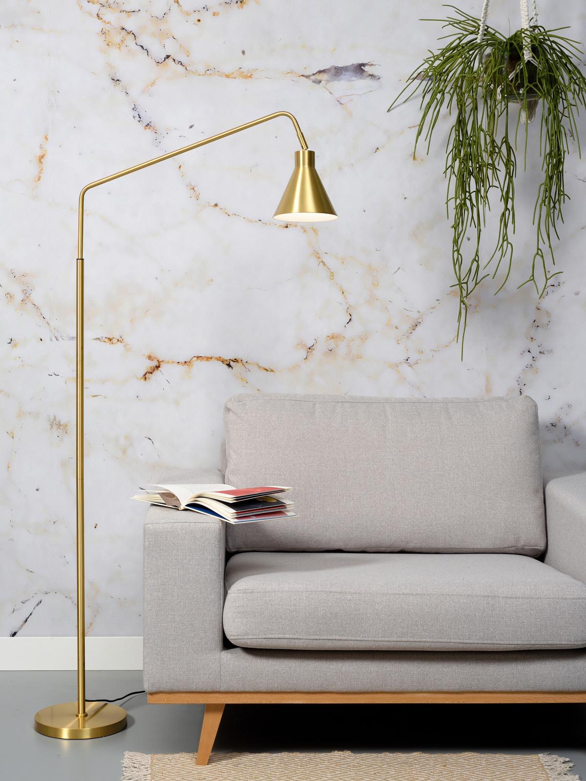 Stehlampe Lyon Goldfarben 1-Flammig drehbar mit Flexarm - Goldfarben, Design, Metall (89/153cm) - It's about Romi