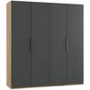 Drehtürenschrank B: 200 Cm Level, Graphitfarben/eiche Dekor - Eichefarben/Graphitfarben, MODERN, Holzwerkstoff (200/216/58cm) - MID.YOU
