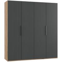 Drehtürenschrank B: 200 Cm Level, Graphitfarben/eiche Dekor - Eichefarben/Graphitfarben, MODERN, Holzwerkstoff (200/216/58cm) - MID.YOU