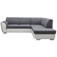 Ecksofa Mit Bettkasten Doris Rücken Echt Grau/weiß - Silberfarben/Weiß, Design, Textil (255/196cm) - MID.YOU