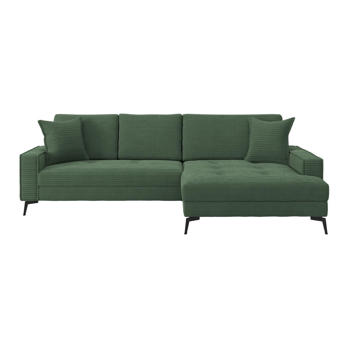Ecksofa Zero Grün 286x173 cm - Schwarz/Grün, Trend, Textil (286/173cm)