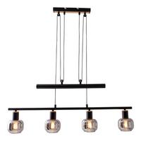 Hängeleuchte Fumoso H: 100-160 cm 4-Flammig, höhenverstellbar - Schwarz, Design, Glas/Metall (78/10/100-160cm) - Näve