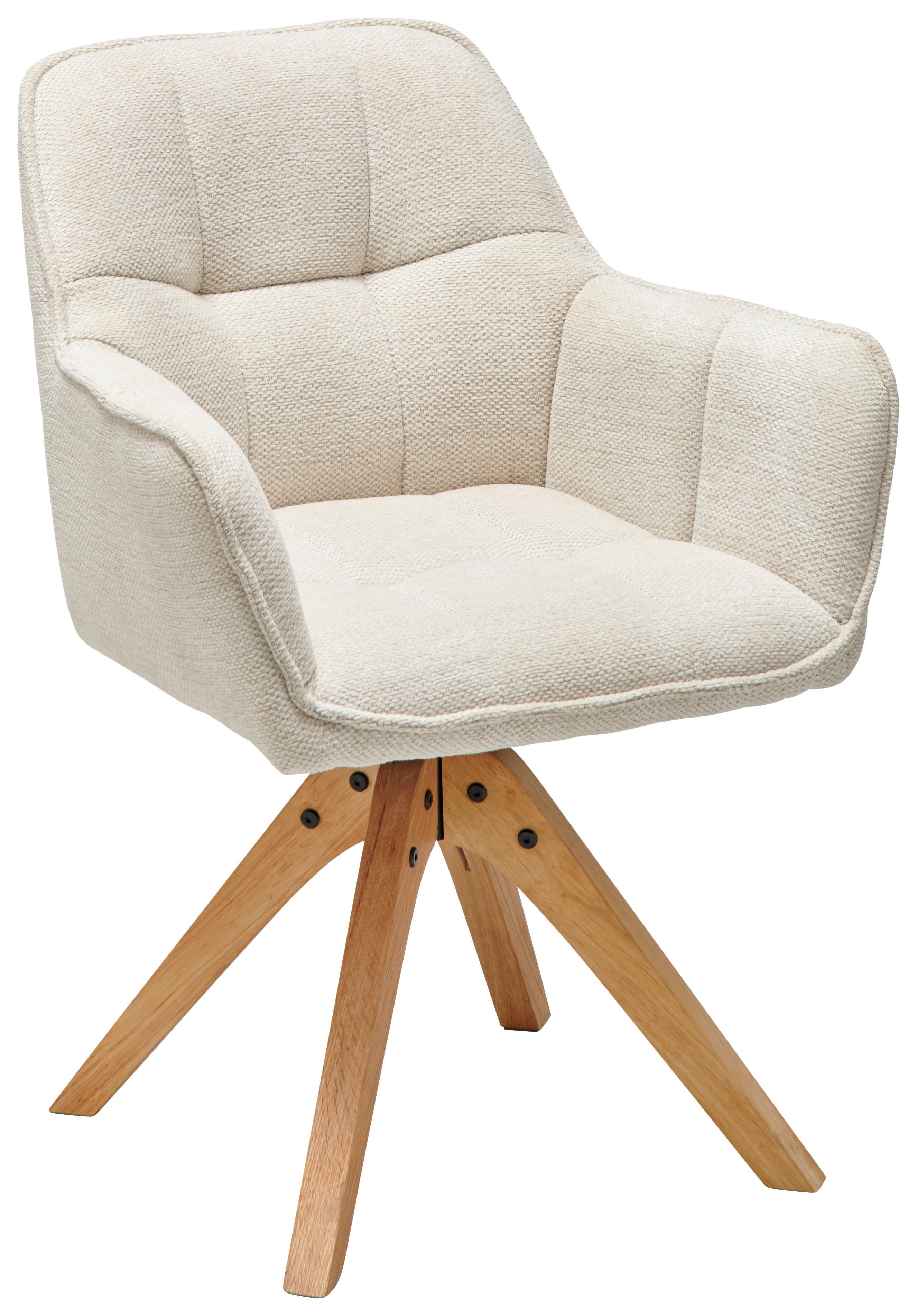 Armlehnstuhl Kerry Beige B: 63 cm - Eichefarben/Beige, LIFESTYLE, Holz/Textil (63/83/61cm) - MID.YOU