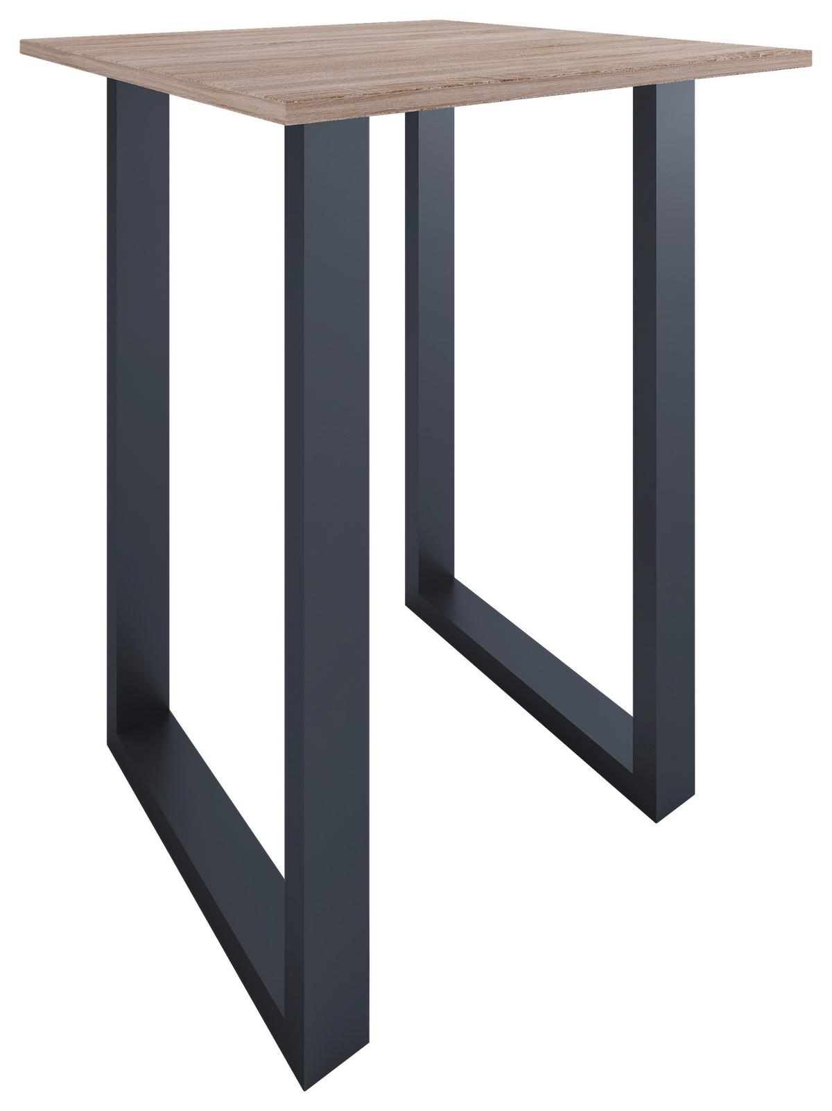 Bartisch Xona B 80x80 - Silberfarben/Schwarz, KONVENTIONELL, Holzwerkstoff/Metall (80/80/102cm)