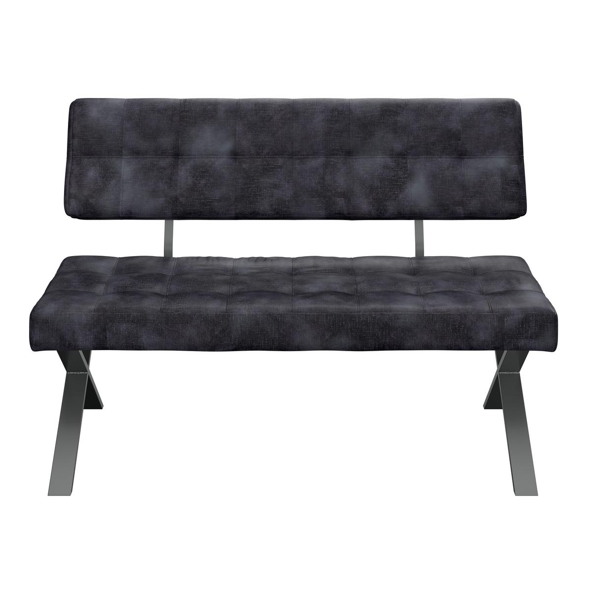 Sitzbank mit Lehne Webstoff Anthrazit Donna B:140cm - Anthrazit/Schwarz, MODERN, Textil/Metall (140/93/61cm)