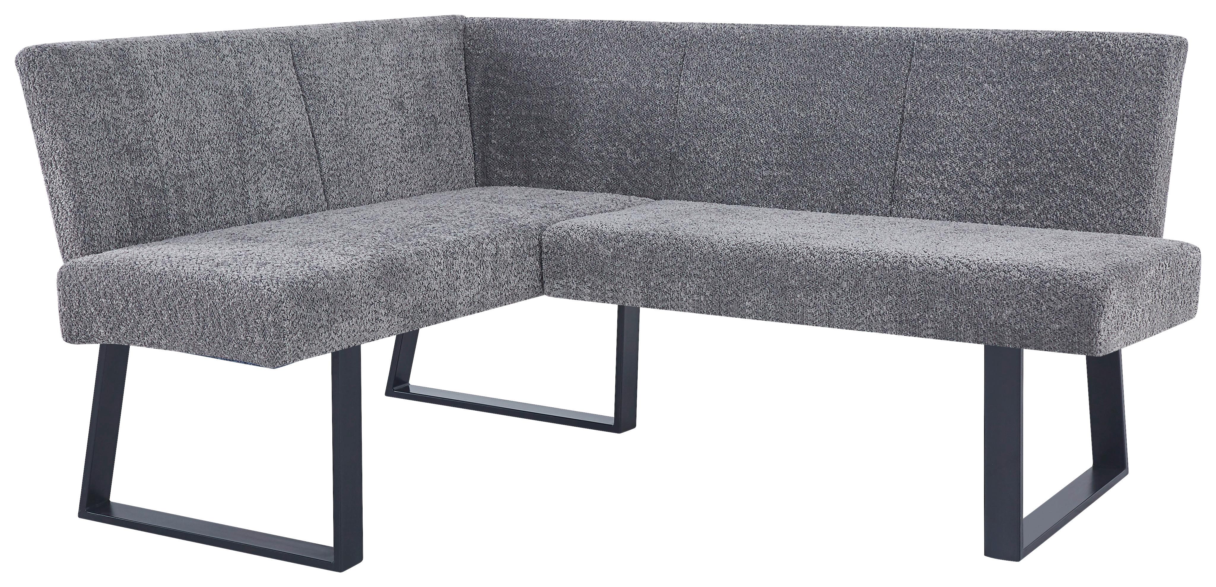 Eckbank Terri Leinenoptik Grau, S: 130x160cm - Schwarz/Grau, KONVENTIONELL, Textil/Metall (130/160cm) - MID.YOU