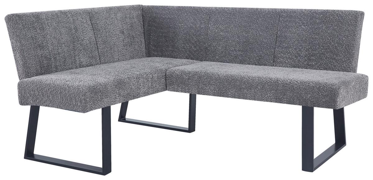 Eckbank Terri Leinenoptik Grau, S: 130x160cm - Schwarz/Grau, KONVENTIONELL, Textil/Metall (130/160cm) - MID.YOU