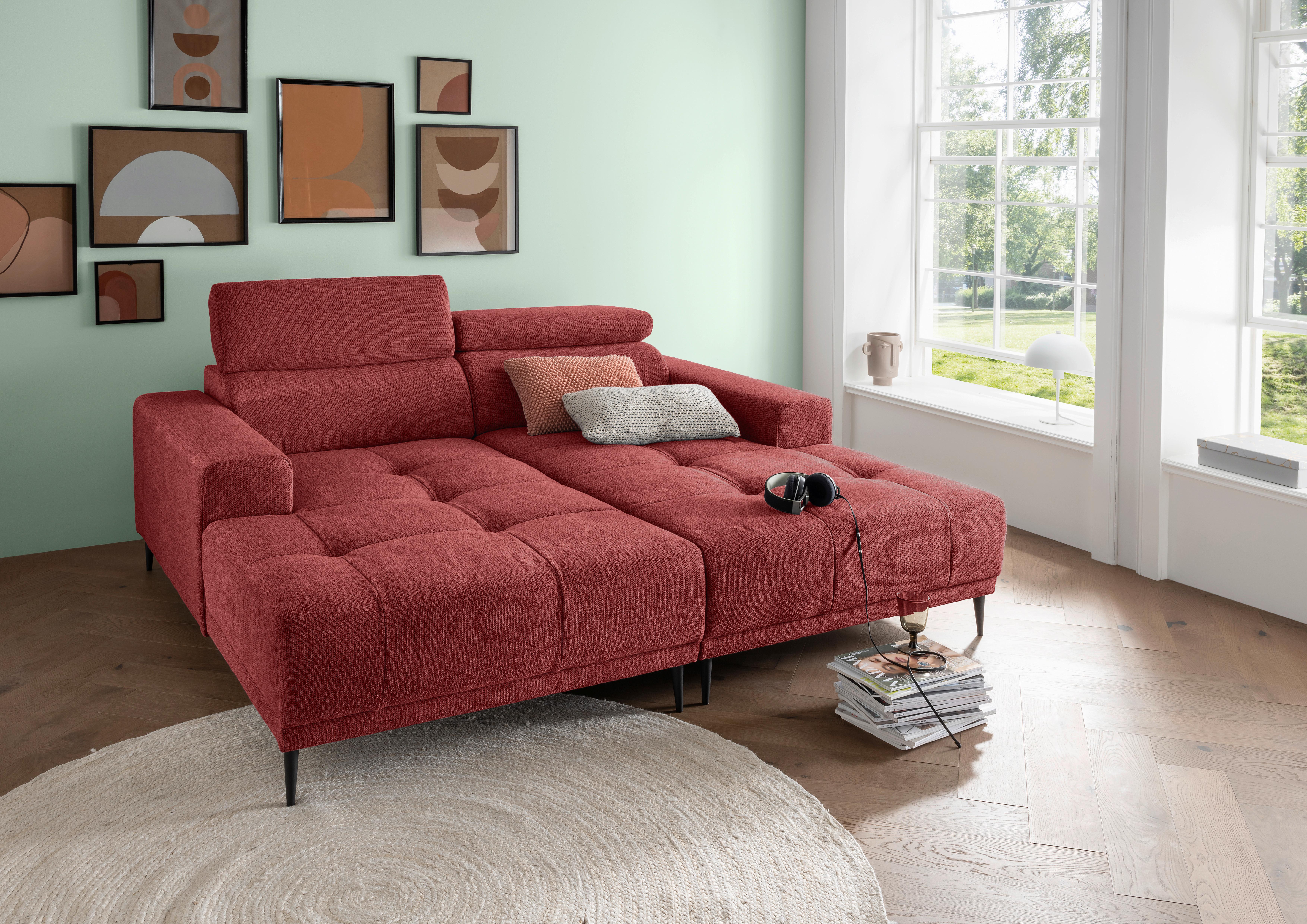 BIGSOFA Intera, Rot S: 200x188 cm - Rot/Schwarz, KONVENTIONELL, Textil (200/79-95/188cm) - P & B