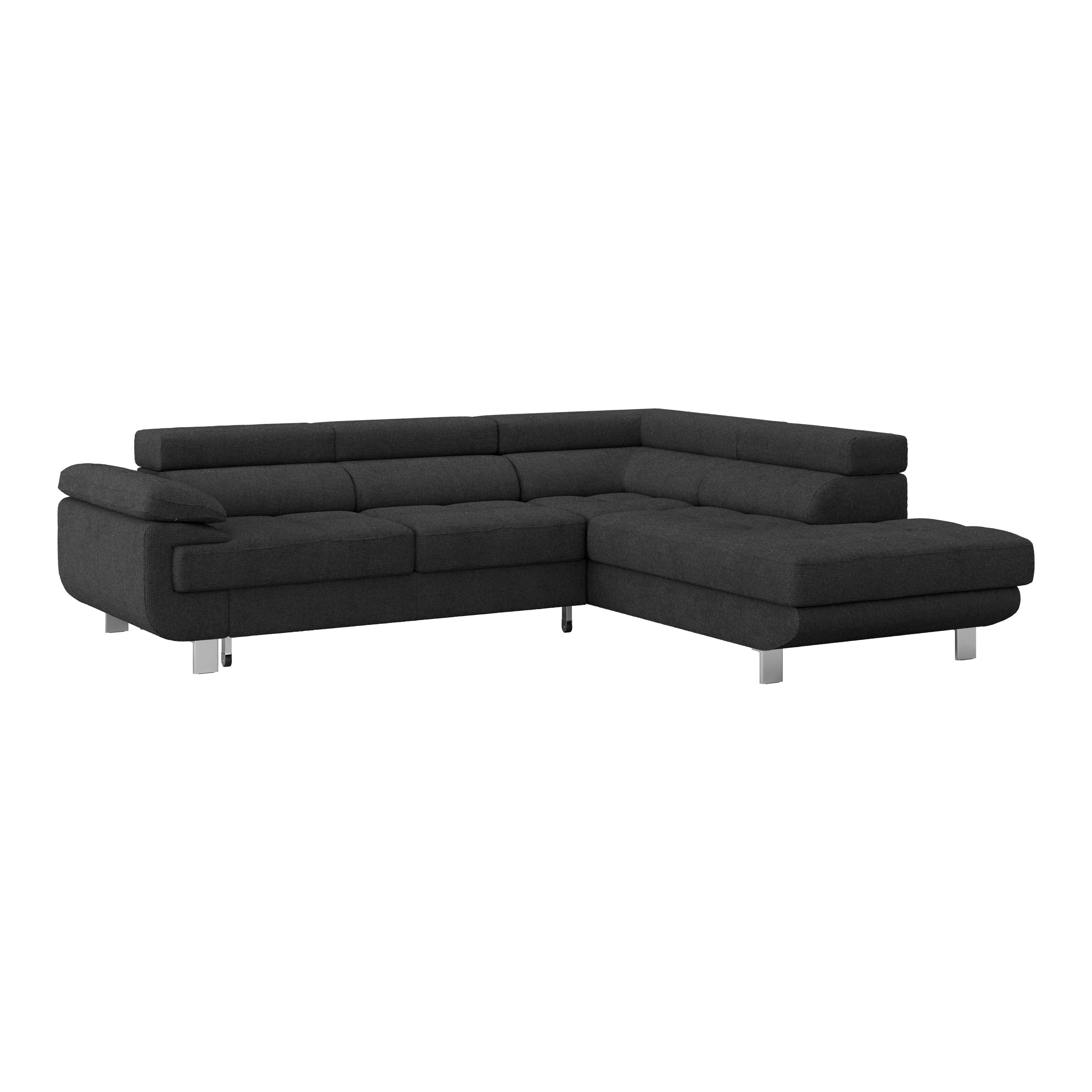 Ecksofa mit Schlaffunktion und Bettkasten Blaugrau