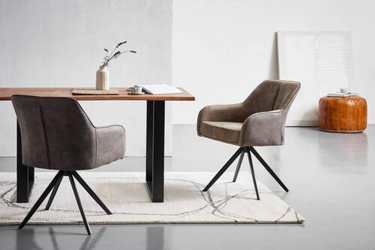 Armlehnstuhl Zwei Braun B: 62 cm - Hellbraun/Schwarz, MODERN, Holz/Textil (62/83/62cm) - Livetastic