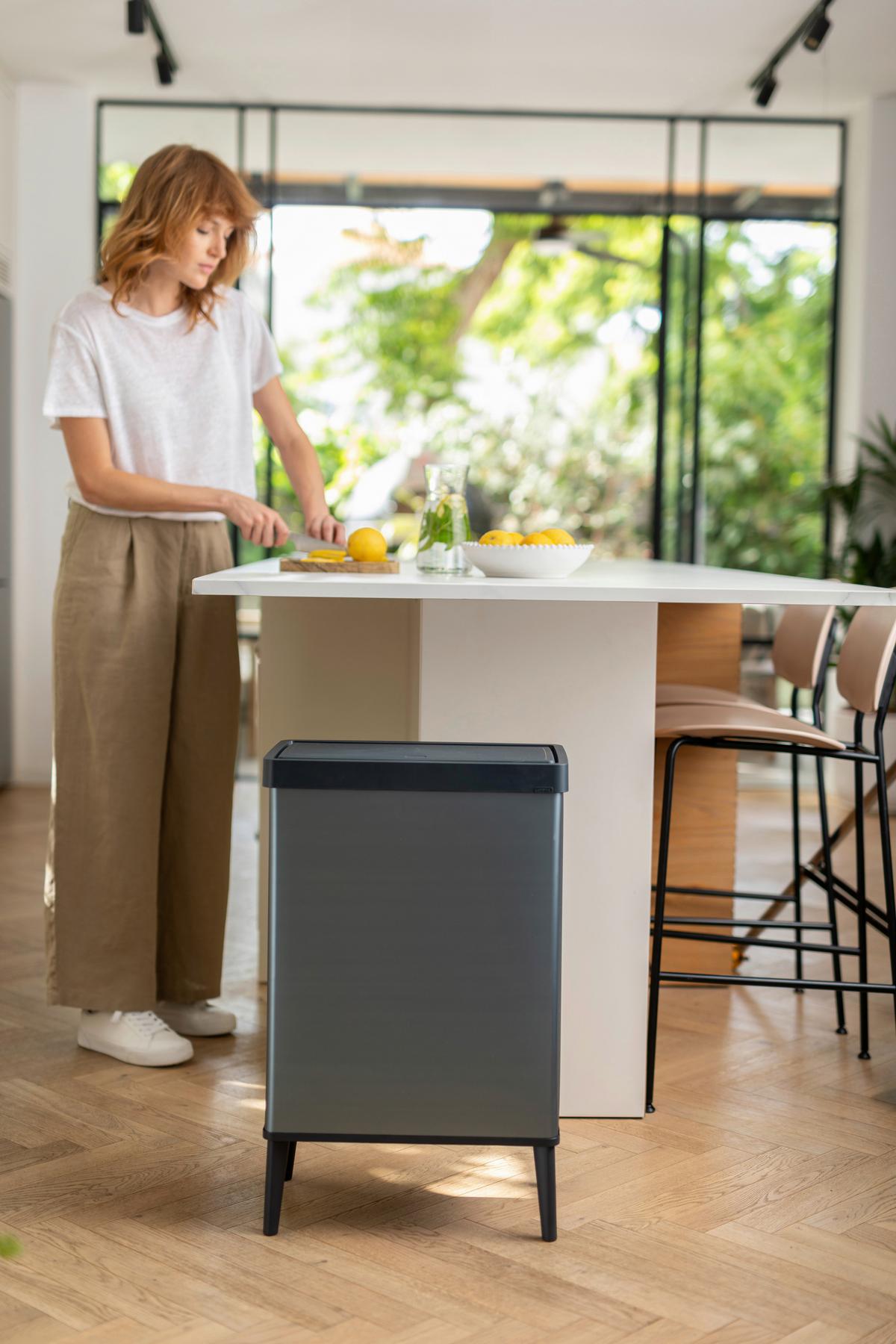 Odpadkový kôš VERTO HIGH - sivá, Basics, plast (26.5/68.7/43.5cm)