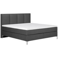 Boxspringbett mit Topper 160x200 cm Graz, Dunkelgrau - Dunkelgrau/Alufarben, MODERN, Textil (160/200cm) - MID.YOU