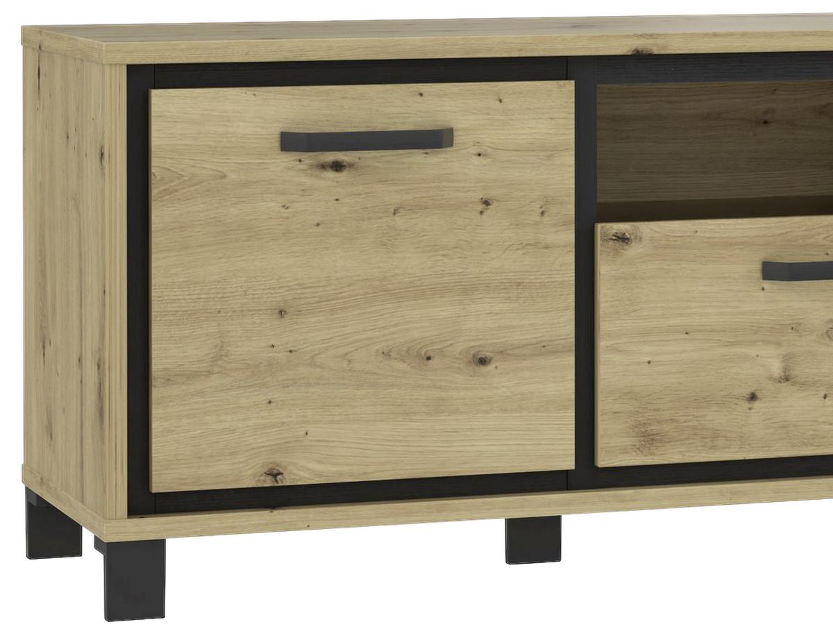 TV-Element Trondheim B: 158,4 cm Eiche Dekor/Schwarz - Eichefarben/Schwarz, Basics, Holzwerkstoff/Kunststoff (158,4/58,9/41,5cm) - Livetastic