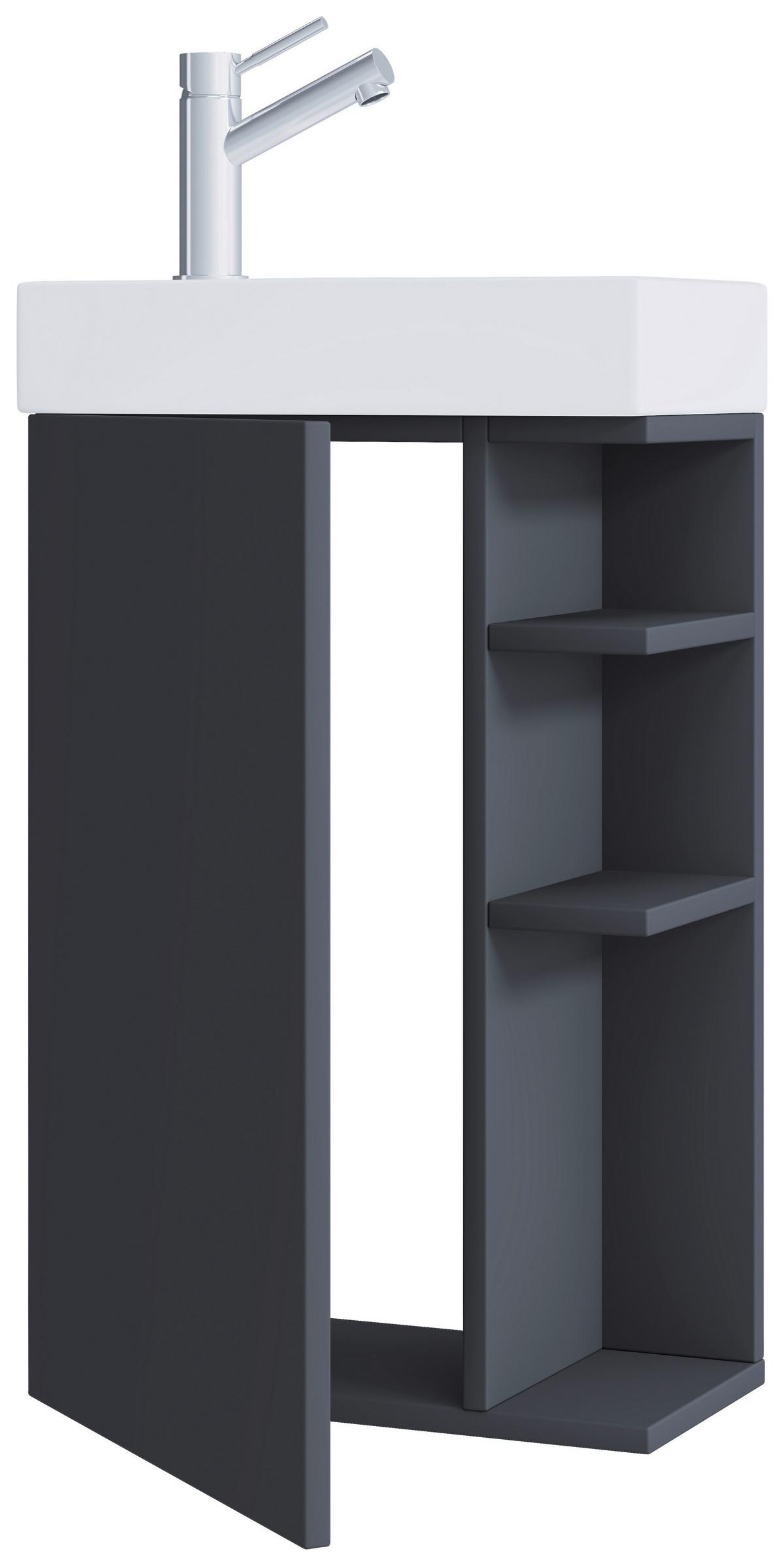 Waschtischkombi Lumia - Anthrazit/Weiß, MODERN, Keramik/Holzwerkstoff (40cm) - MID.YOU