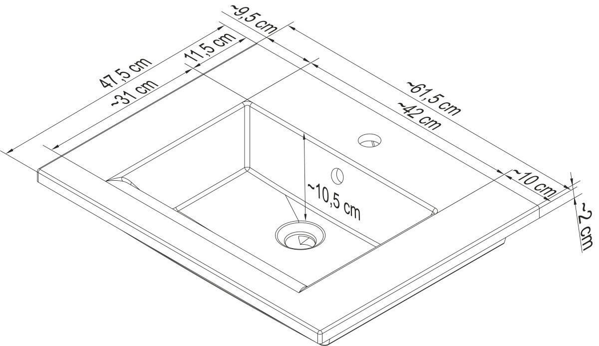 Badezimmer B.Perfekt Eichefarben 3-Teilig - Eichefarben/Weiß, Basics, Keramik/Holzwerkstoff (62,2/123,7/48cm) - MID.YOU