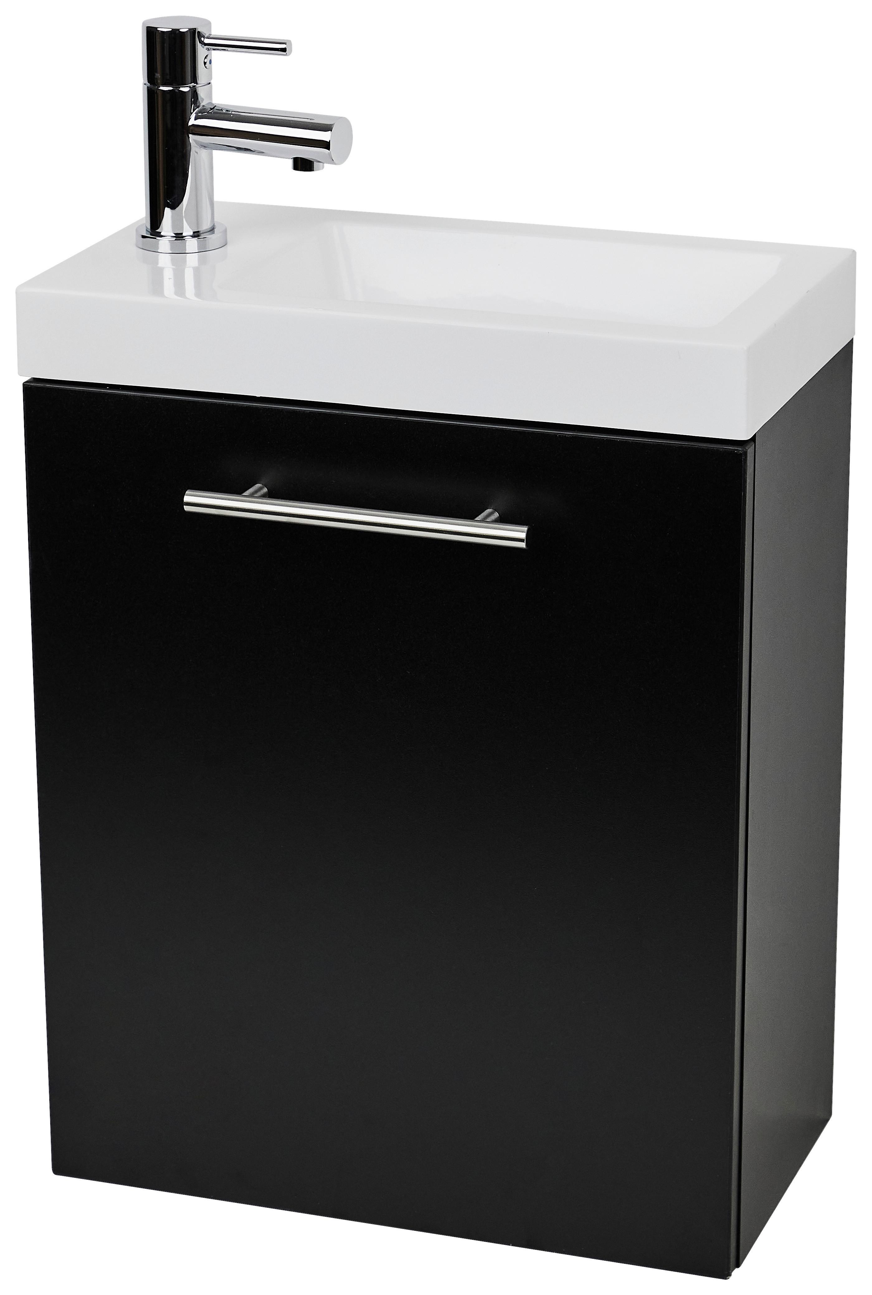 Mosdószekrény Mosdóval Fantasy 40 + Leon - fekete/fehér, Konventionell, faalapú anyag/kő (40/47/22cm) - Best Price