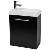 Mosdószekrény Mosdóval Fantasy 40 + Leon - fekete/fehér, Konventionell, faalapú anyag/kő (40/47/22cm) - Best Price