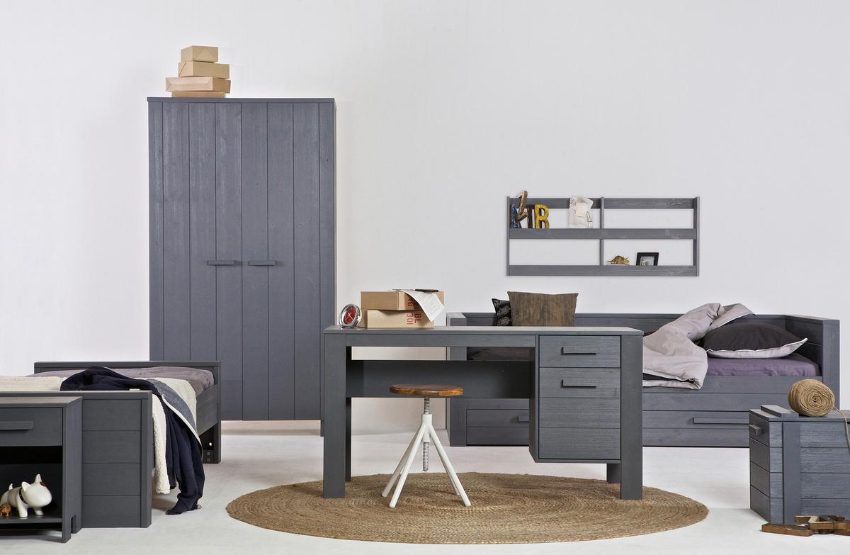Schreibtisch Dennis Dunkelgrau B: 141 cm - Dunkelgrau, Design, Holz (141/59/74cm) - Livetastic