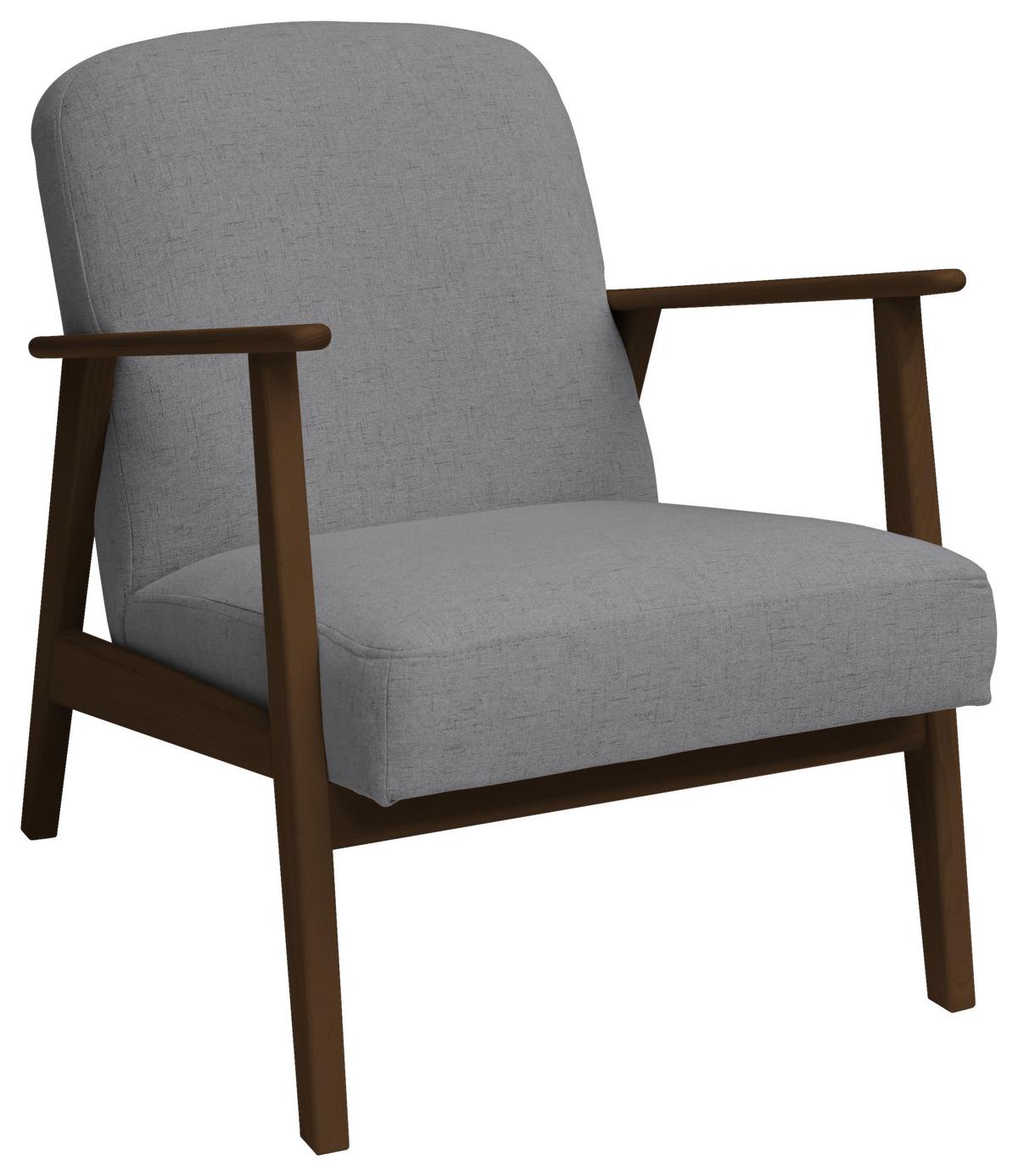 Sessel Retro - Dunkelbraun/Grau, Natur, Holz/Textil (63/78/78cm) - Livetastic