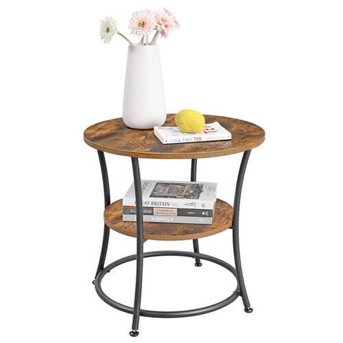 Beistelltisch Rund Mit Ablagefach, Braun ,schwarz - Schwarz/Braun, Trend, Holzwerkstoff/Metall (55/55/55cm) - Boxxx