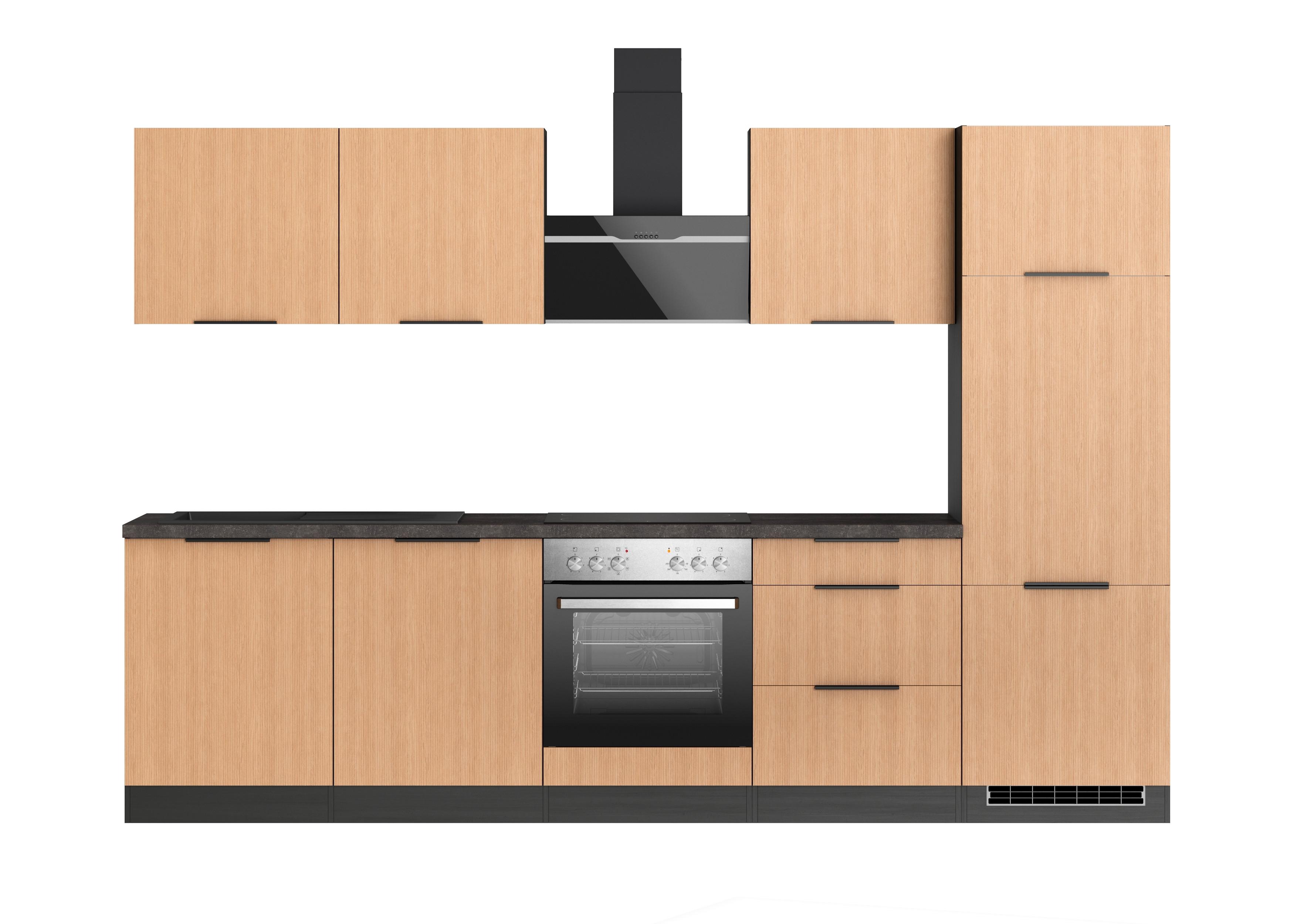 Küchenblock Glasgow Eichefarben/graphit B: 300 Cm - Eichefarben/Graphitfarben, LIFESTYLE, Holzwerkstoff (300cm) - Held