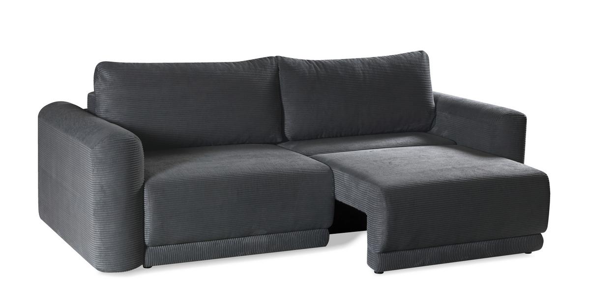 Schlafsofa Norman Grau B: 252cm - Schwarz/Grau, Design, Textil (252/93/167cm) - Livetastic