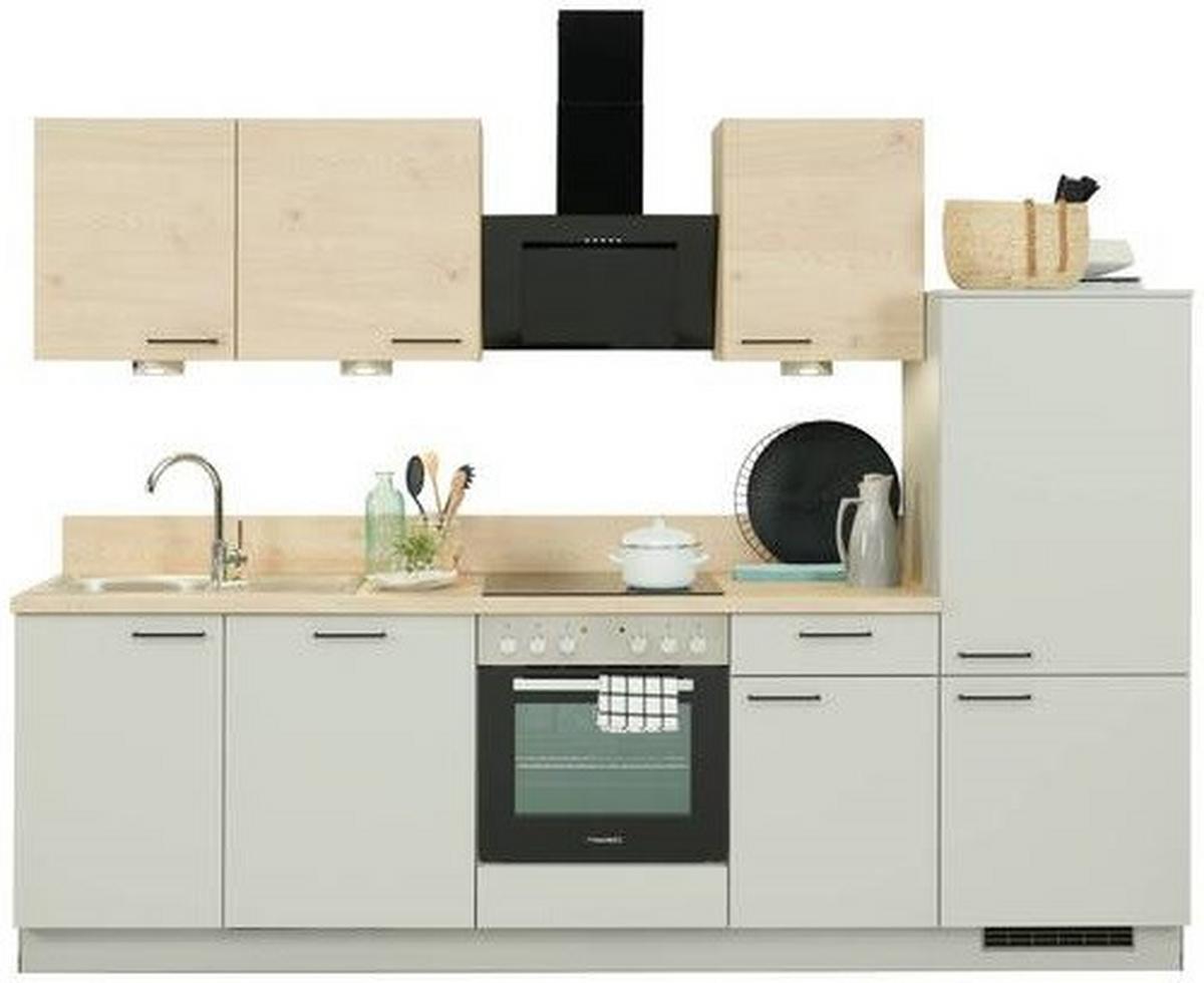 Moderne Küchenzeile mit Spüle und fünf Elektrogeräten