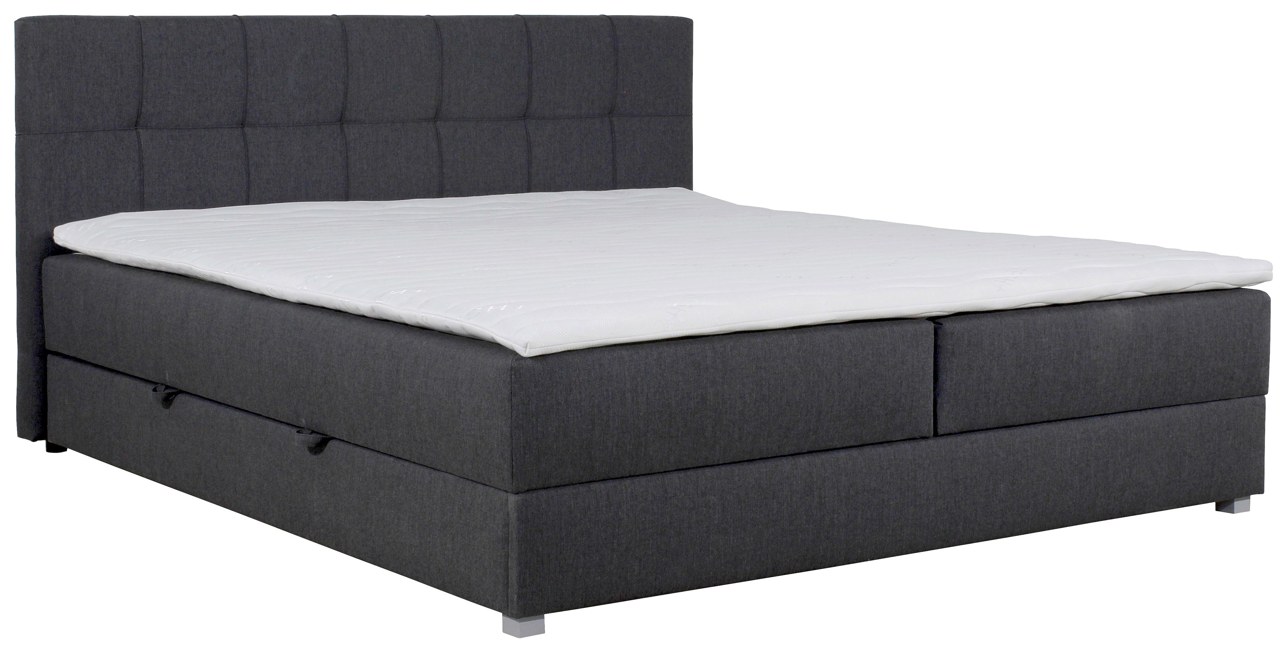 Boxspringbett mit Topper 180x200 cm Winer - Anthrazit/Silberfarben, MODERN, Textil (180/200cm) - MID.YOU