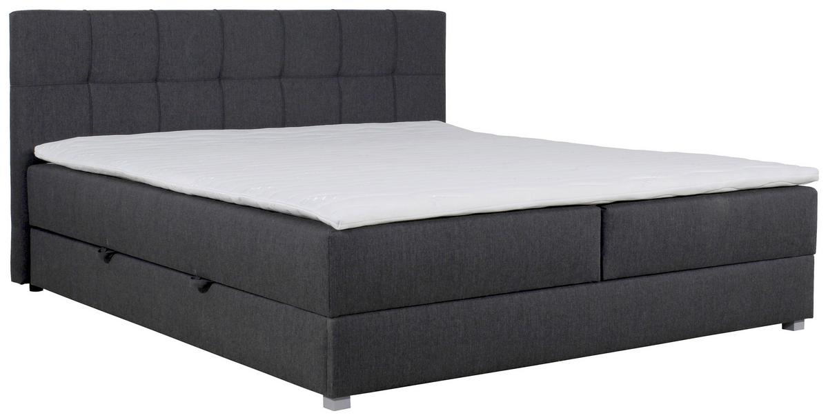 Boxspringbett mit Topper 180x200 cm Winer - Anthrazit/Silberfarben, MODERN, Textil (180/200cm) - MID.YOU