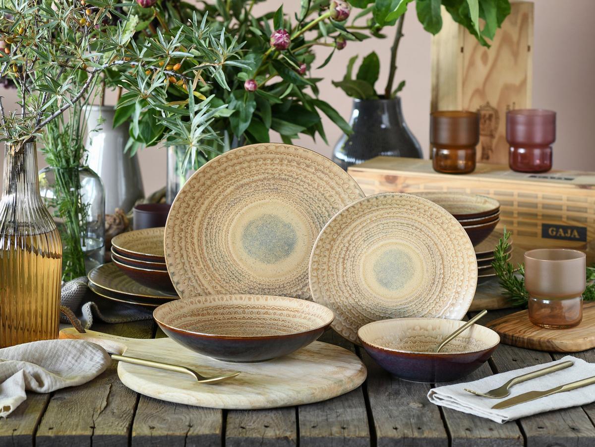Tafelservice Neapel 16-Teilig Steinzeug, Braun, 4 Personen - Sandfarben/Braun, Basics, Keramik - Creatable