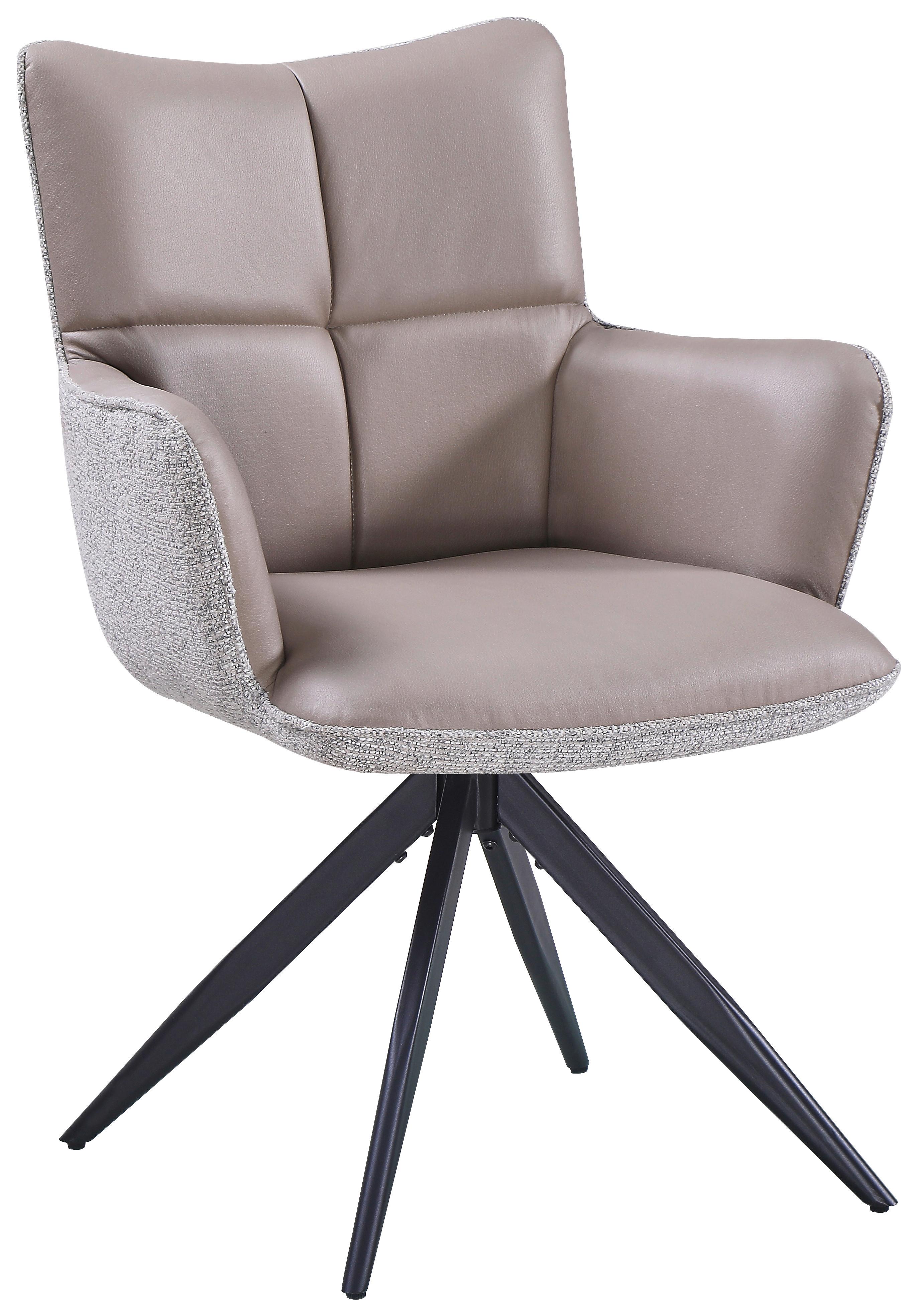 Armlehnstuhl Juno Beige B: 65 cm - Taupe/Beige, MODERN, Textil/Metall (65/90/64cm) - Livetastic