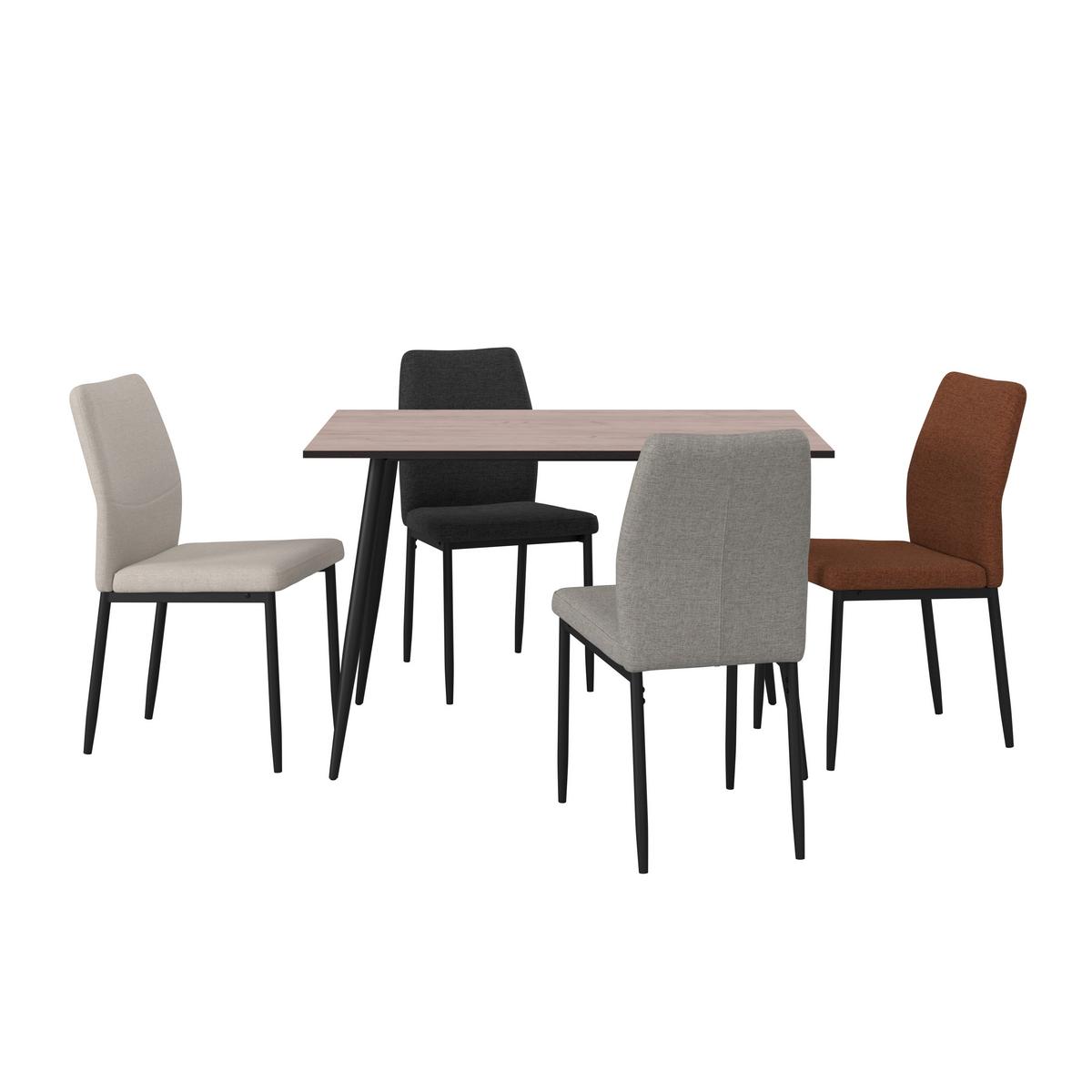 Esstisch Tom 120x76x80 Cm Naturfarben/schwarz - Schwarz/Naturfarben, KONVENTIONELL, Holzwerkstoff/Metall (120/76/80cm)