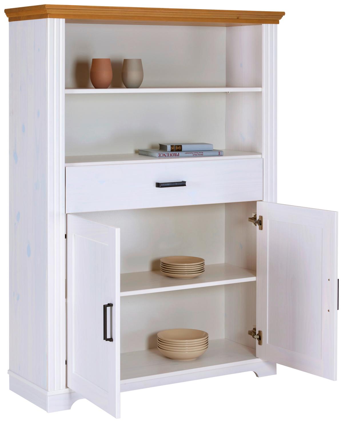 Vitrine Maluno - Eichefarben/Weiß, MODERN, Holz (117/163/41cm) - Livetastic