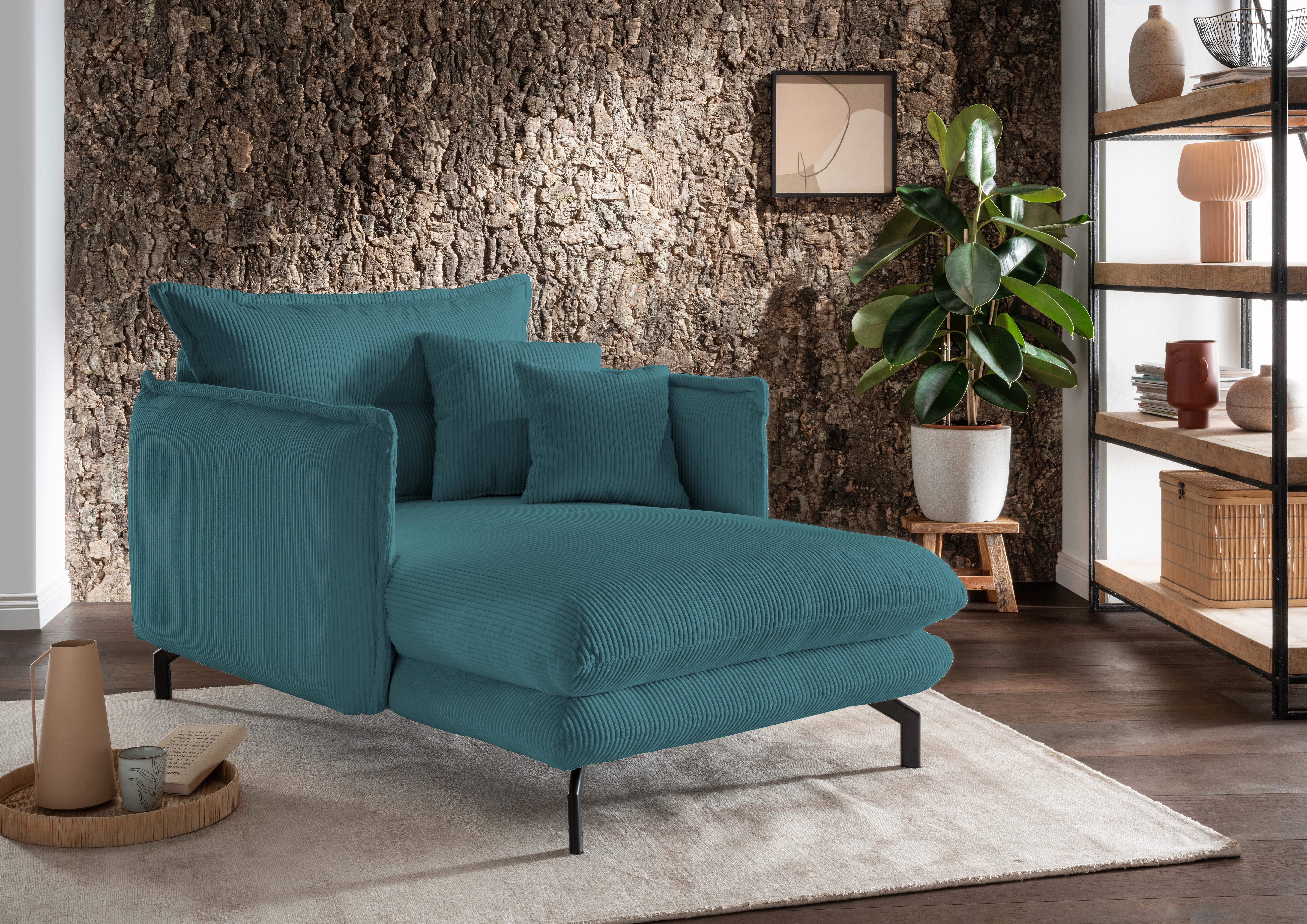 XXL-Sessel Lava Petrol B: 111 cm - Petrol/Schwarz, MODERN, Textil (111/101/167cm) - Livetastic