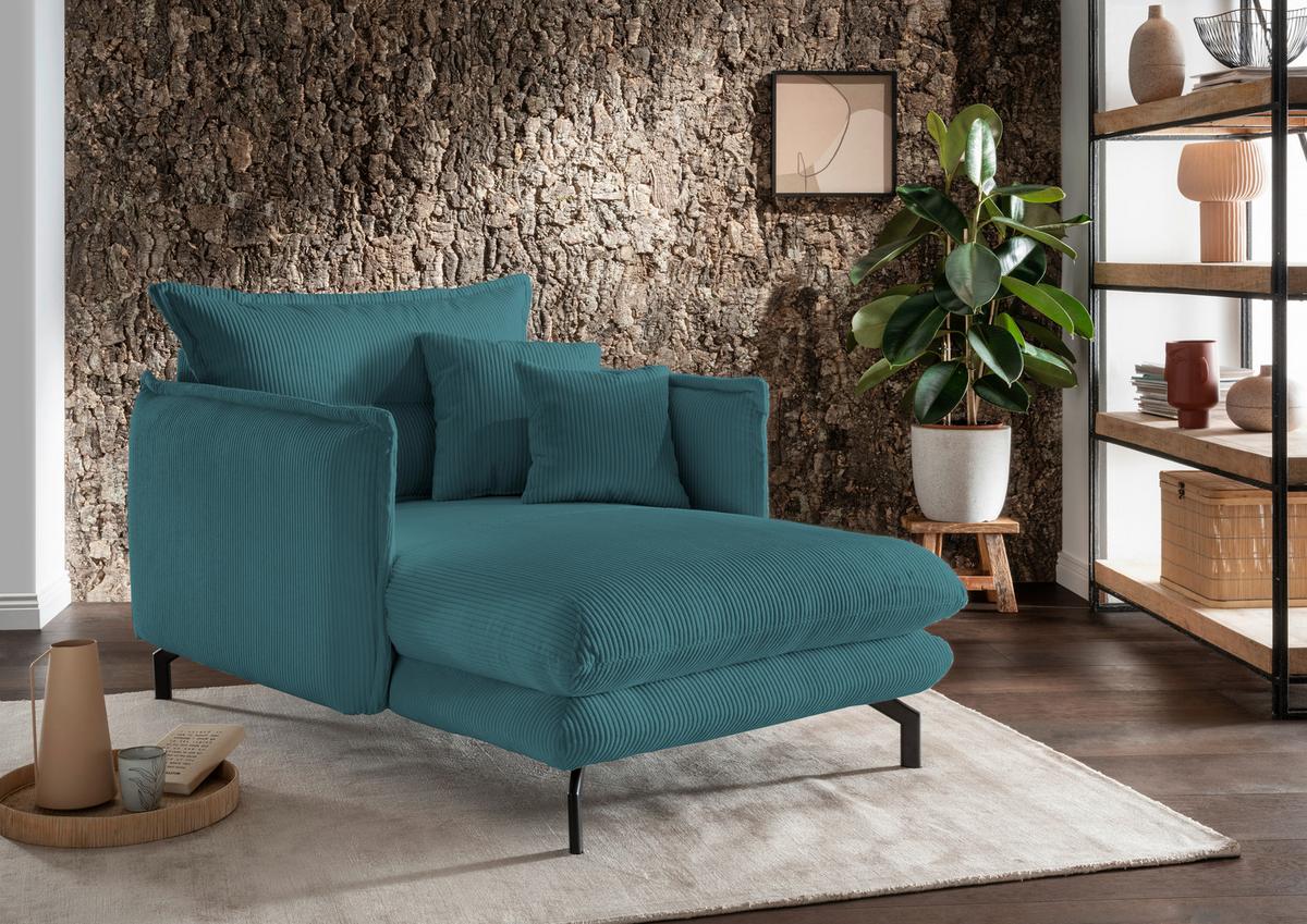 Xxl-sessel Lava Petrol B: 111 Cm - Petrol/Schwarz, MODERN, Textil (111/101/167cm) - Livetastic