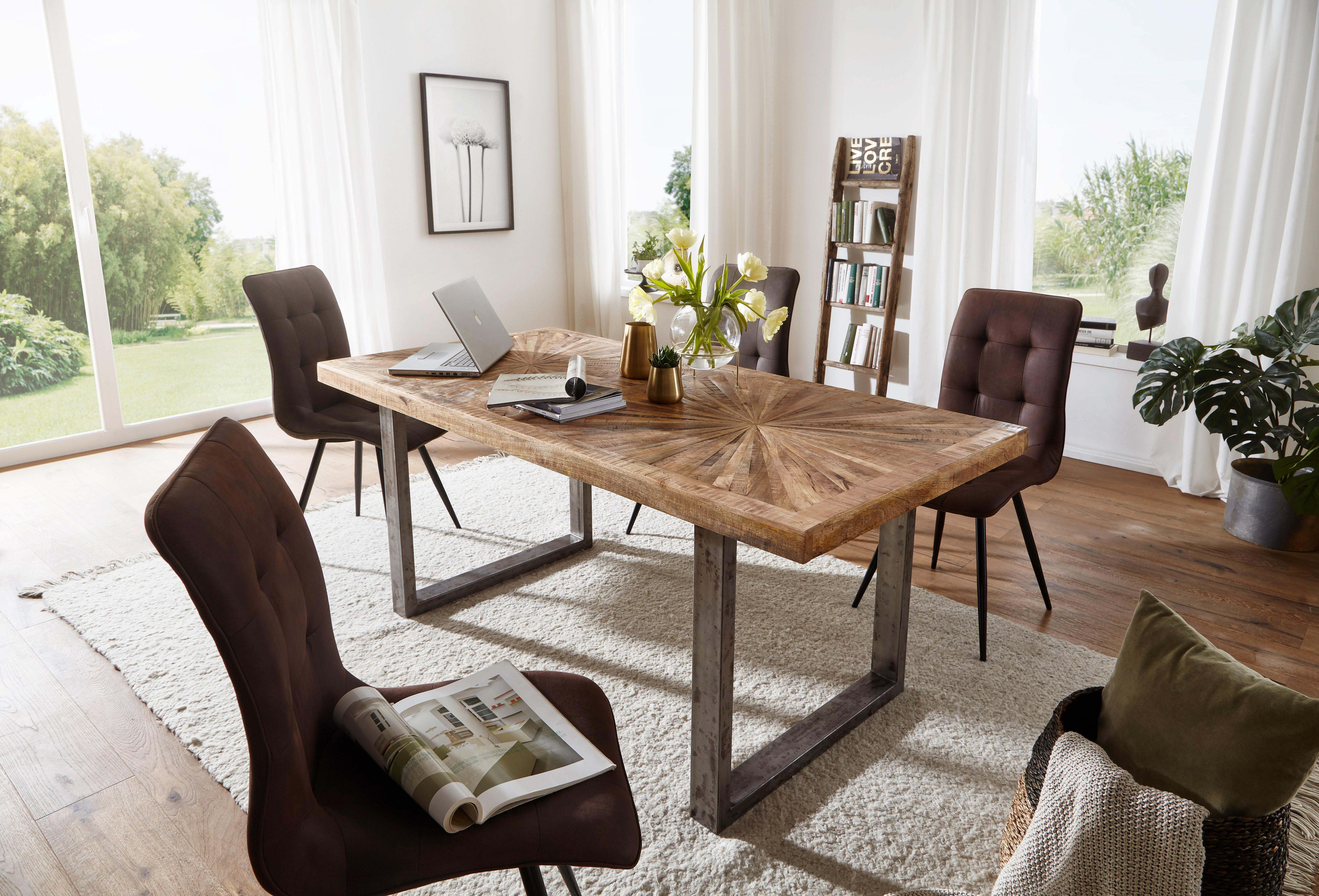 Esstisch Wl5.947 - Silberfarben/Braun, Design, Holz/Metall (180/90/76,5cm) - MID.YOU