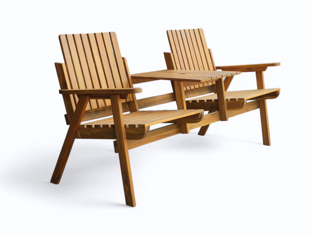 2-Sitzer mit Tisch 2-SITZER TISCH 153X65X82CM - Akaziefarben, Basics, Holz (153/65/82cm) - Prestige Home