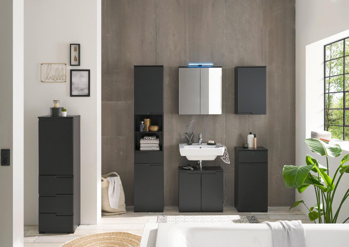 Waschbeckenunterschrank Spice B: 60 cm Schwarz Stehend - Schwarz, MODERN, Holzwerkstoff (60/57/32cm) - MID.YOU
