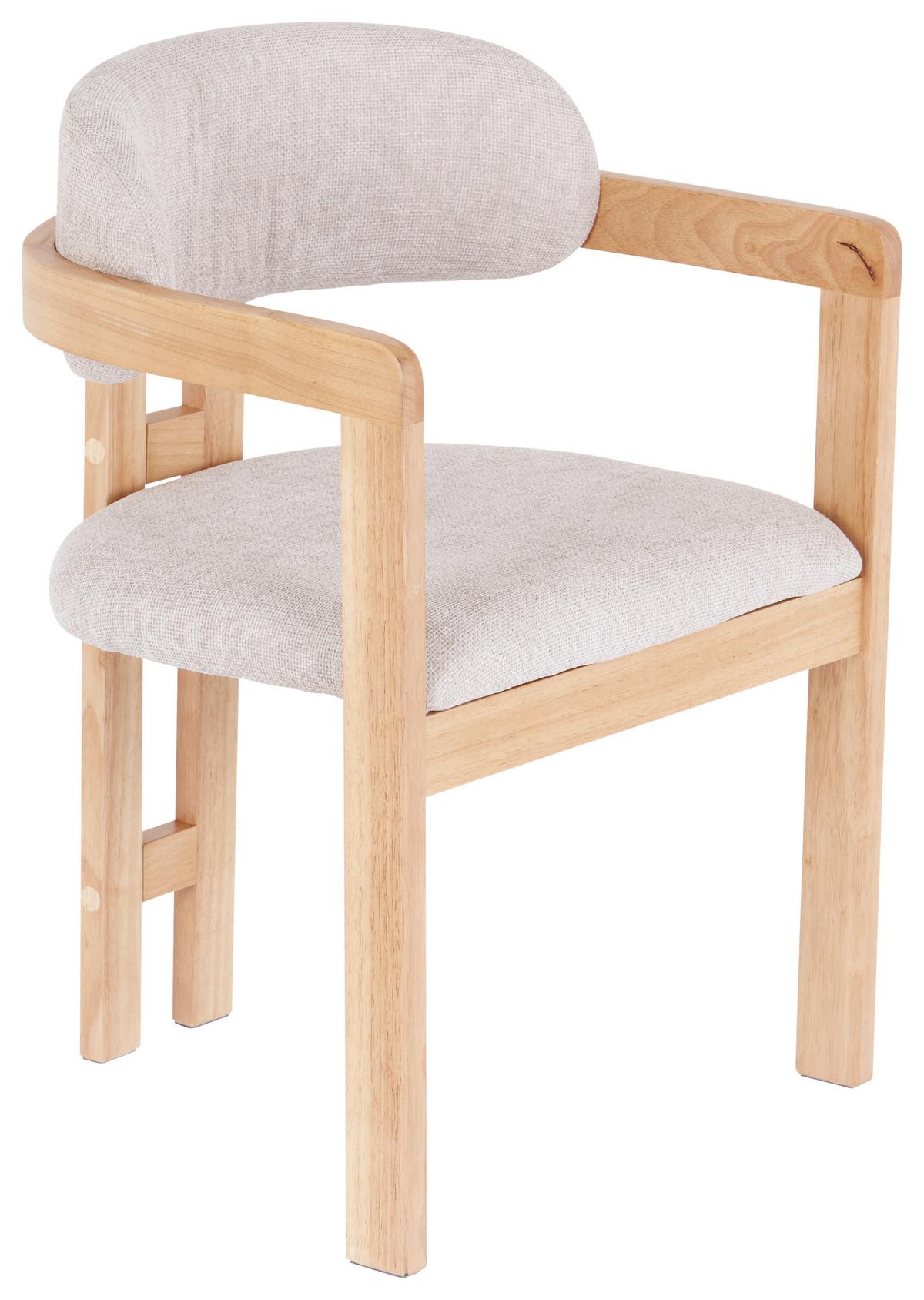 Armlehnstuhl Sally Hellbraun Gepolstert - Hellbraun/Eichefarben, MODERN, Holz/Textil (60/80/52cm) - MID.YOU